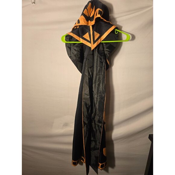 New CosPlay Cape Anime Black Hooded Cloak Gold Costume Dress Up Halloween - Picture 2 of 2